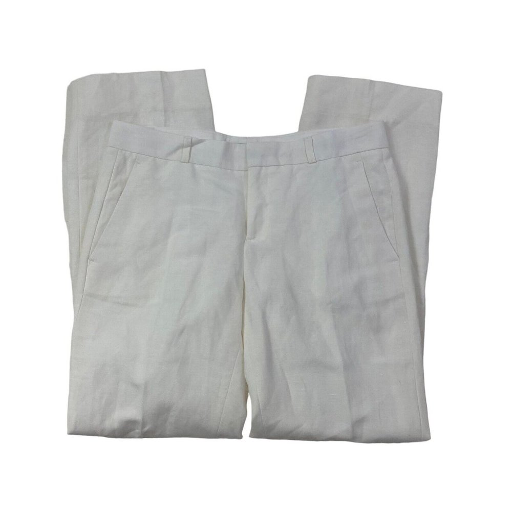 Banana Republic Off-White Boot-Cut Linen Blend Pants
